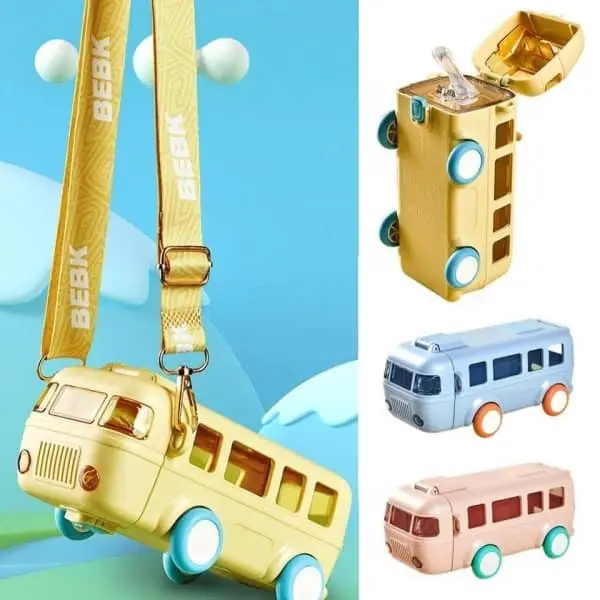Bus Shape School Water Bottle With Strap 500 Ml (random Color).webp
