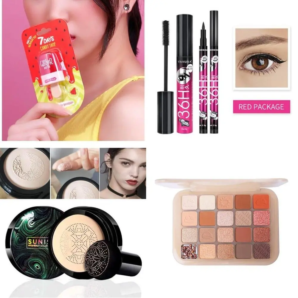 5 In 1 Makeup deal (Sunisa foundation, Eyeliner, Mascara, Lipgloss, & Eyeshadow Palette) 1.webp